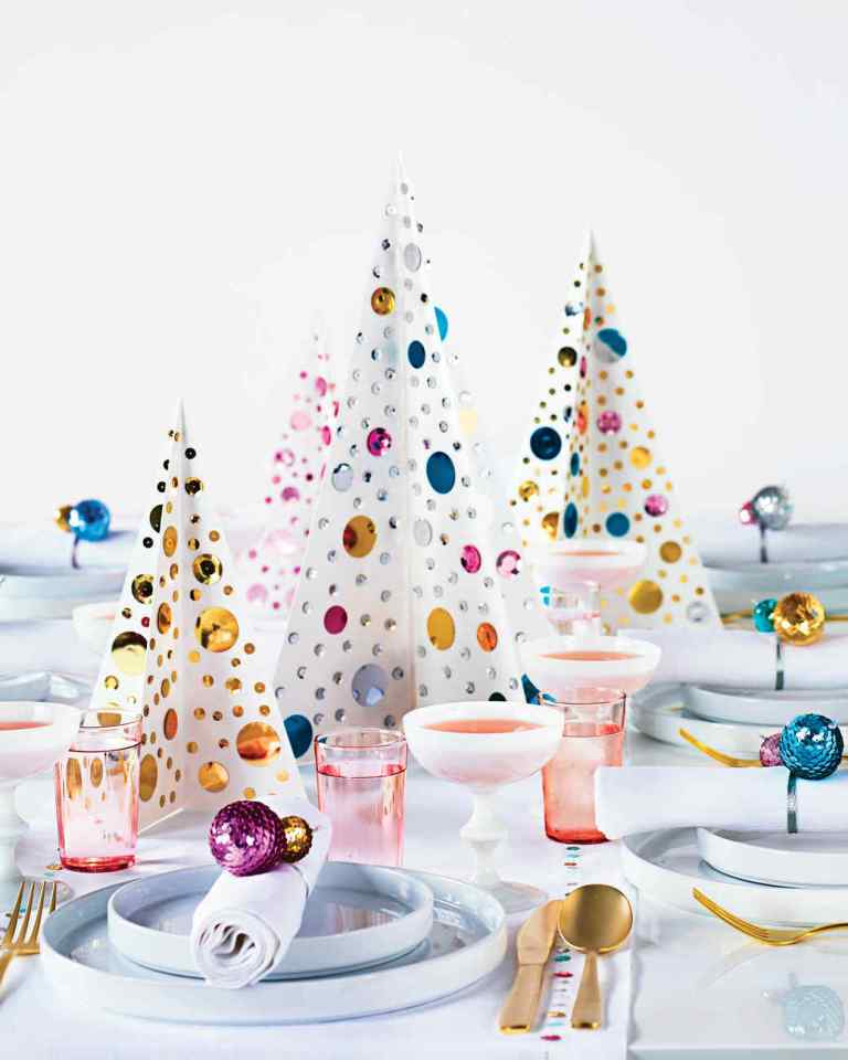Sequined Christmas Trees Centerpiece