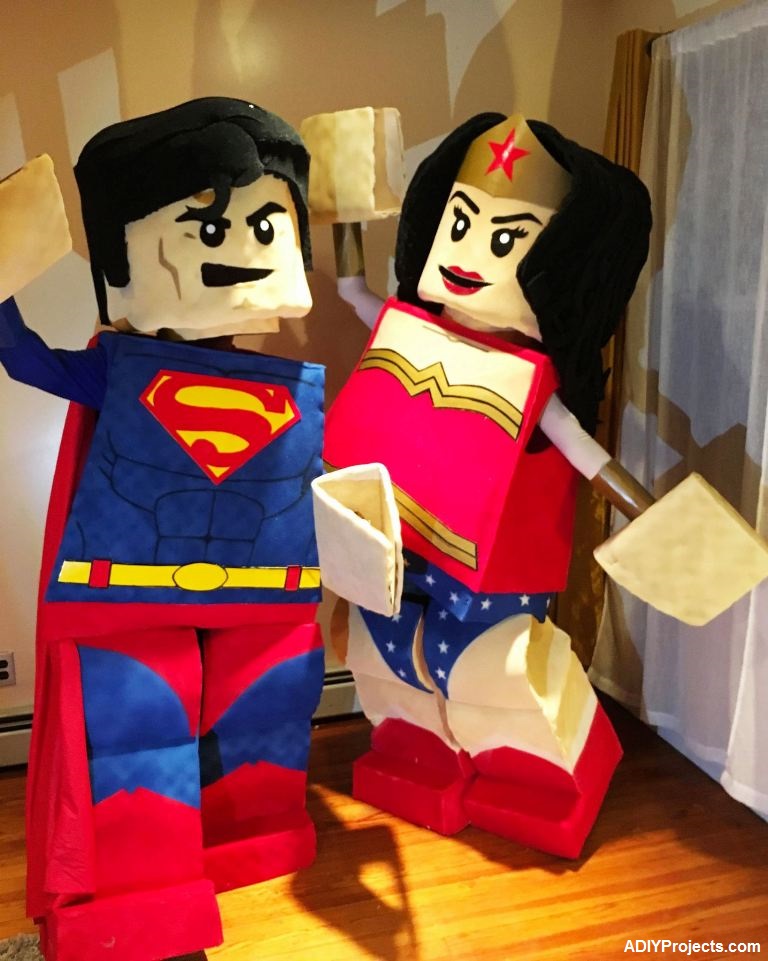 Beautiful LEGO Superman and Wonder Woman Couple Halloween Costumes