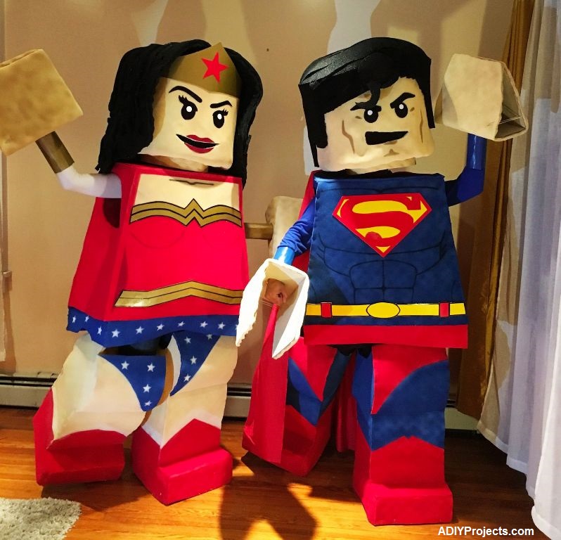 LEGO Superman and Wonder Woman Couple Costumes