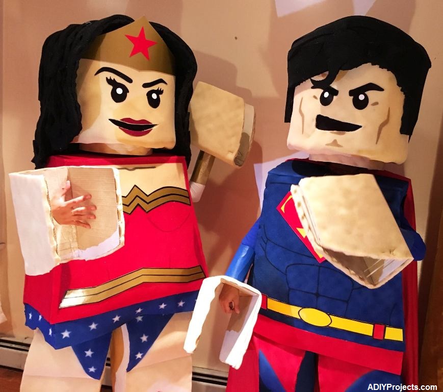 LEGO Superman and Wonder Woman Couple Halloween Costumes