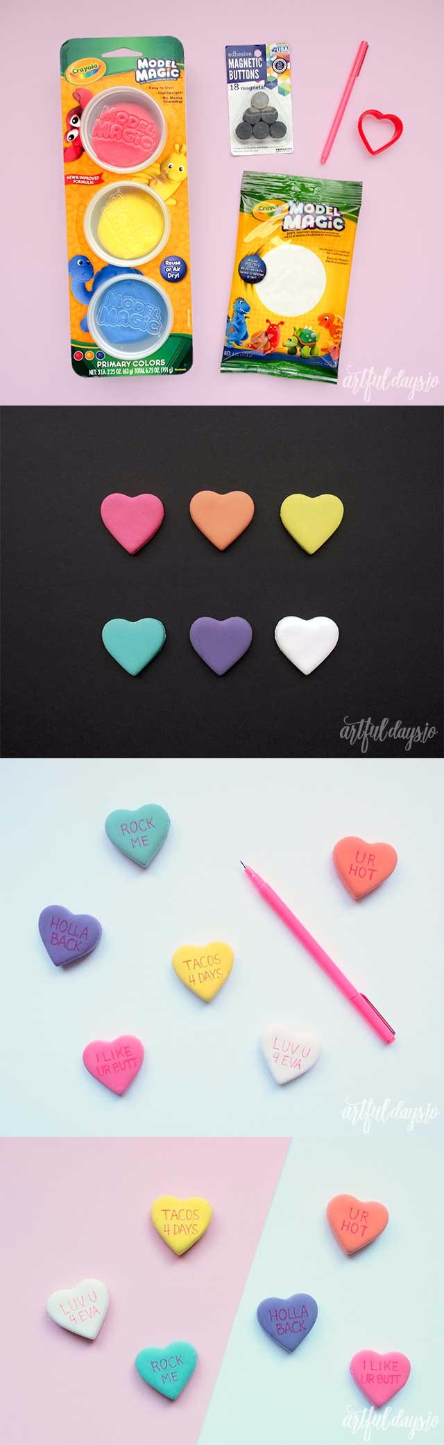 Conversation Candy Heart Magnets Tutorial