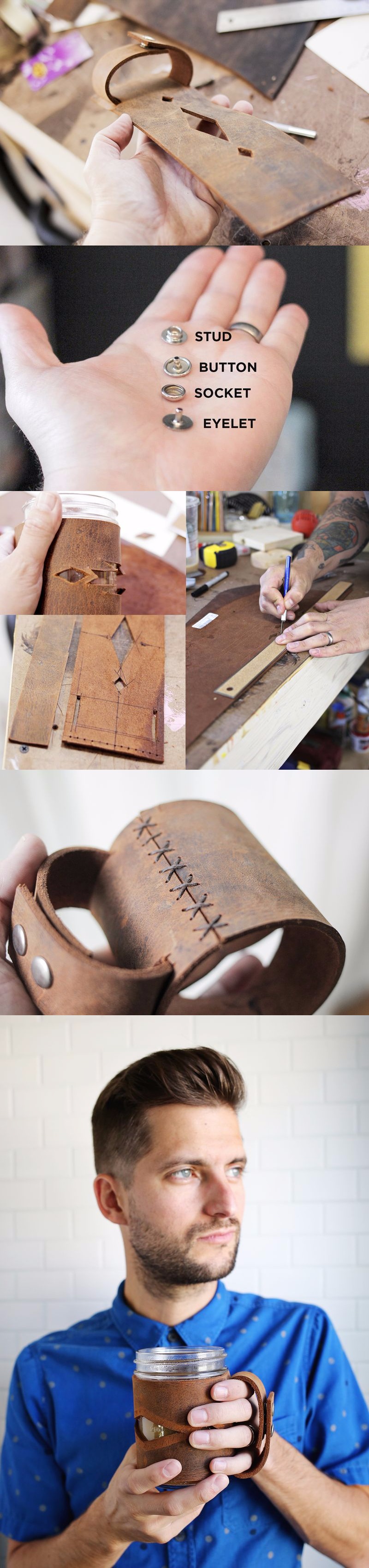 DIY Leather Mason Jar Sleeve