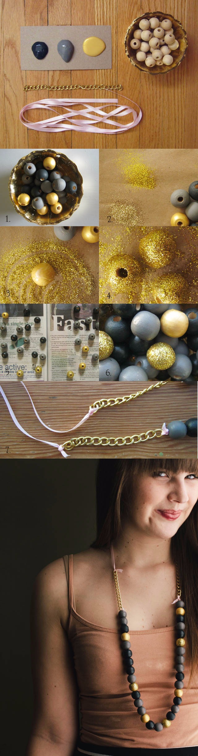 DIY Painted Wood Bead Necklace