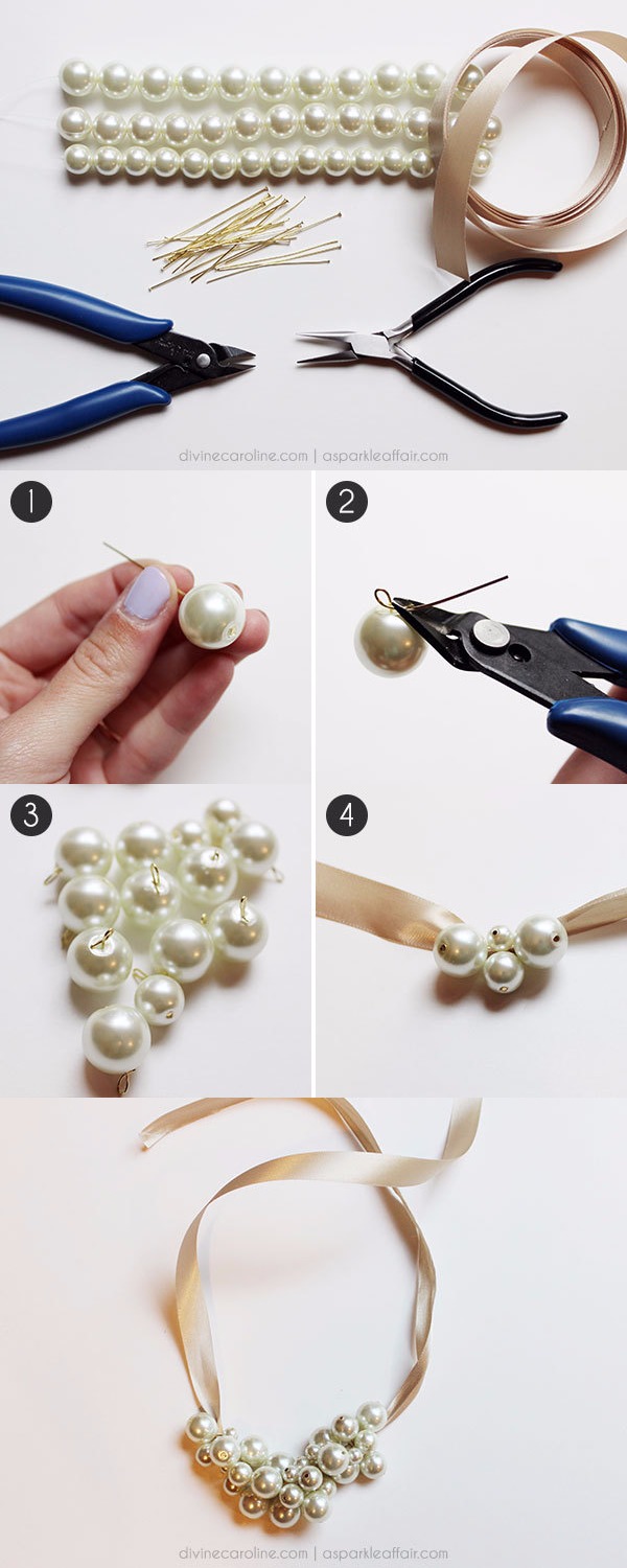 DIY Pearl Cluster Necklace