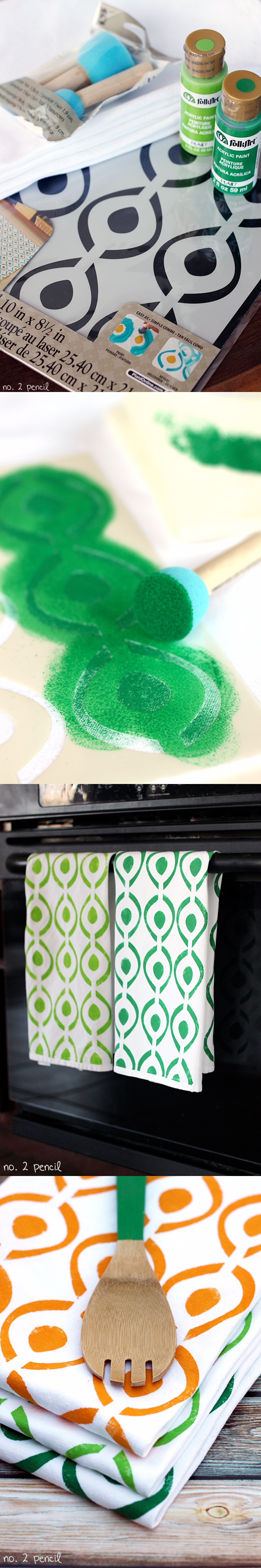 DIY Stenciled Tea Towels