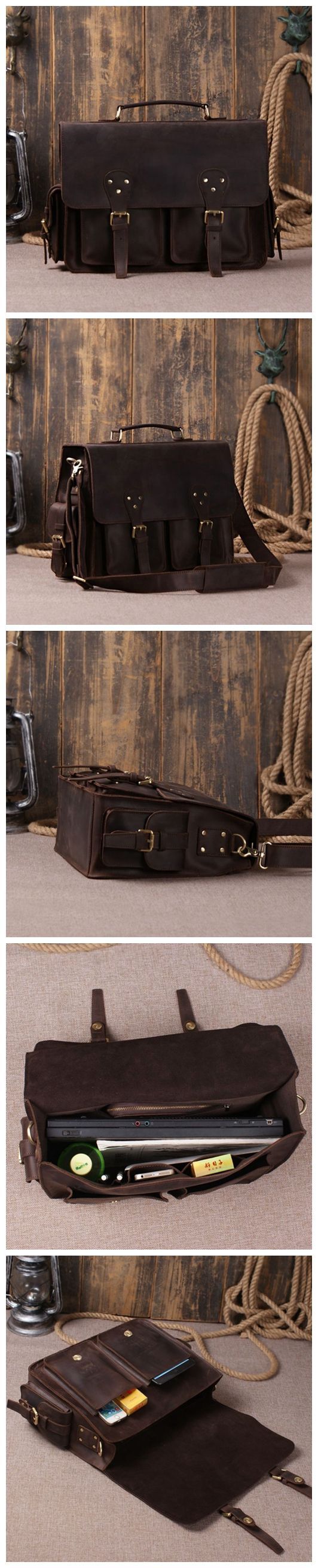 Dark Brown Designer Leather Handbag