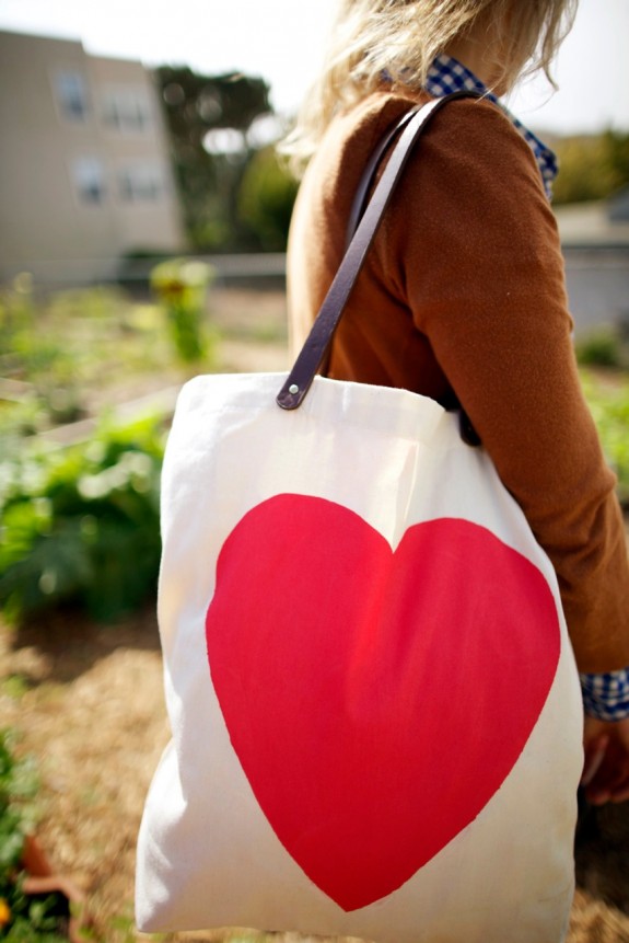 Heart Tote with Leather Straps