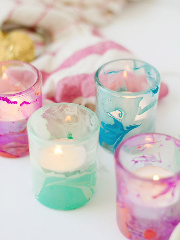 Marble Painted Votives