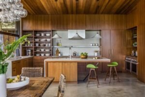 New Green Living With Natural Wood Kitchen Cabinets